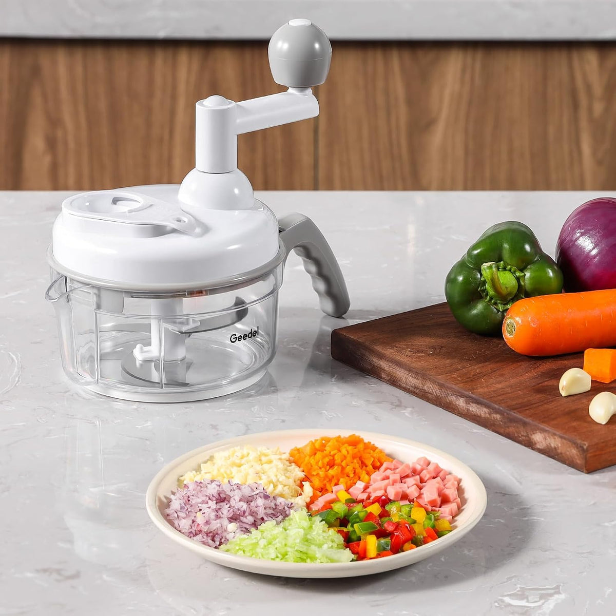 Geedel Large Food Chopper Vegetable Chopper, Manual Food Processor, 3 Cups