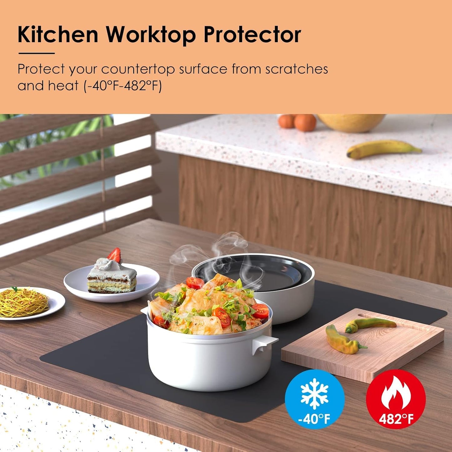 KitchenRaku Extra Large Silicone Mat for Kitchen Worktop Protector, Thickened Nonstick Heat Resistant Countertop Mat, Nonskid Placemat, Craft Mat, Table Mat (Grey, 23.6"x31.5")