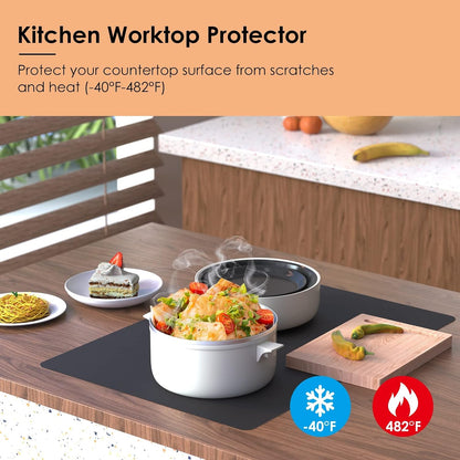 KitchenRaku Extra Large Silicone Mat for Kitchen Worktop Protector, Thickened Nonstick Heat Resistant Countertop Mat, Nonskid Placemat, Craft Mat, Table Mat (Grey, 23.6"x31.5")