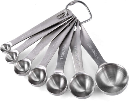 Measuring Spoons: U-Taste 18/8 Stainless Steel Measuring Spoons Set of 9 Piece: 1/16 TSP, 1/8 TSP, 1/4 TSP, 1/3 TSP, 1/2 TSP, 3/4 TSP, 1 TSP, 1/2 tbsp & 1 tbsp Dry and Liquid Ingredients