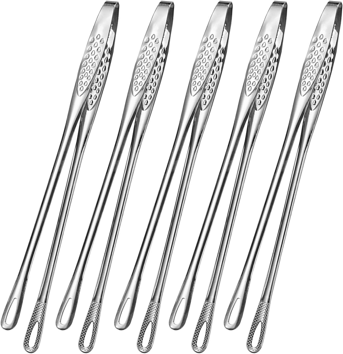 11 Inch Cooking Tweezers Tongs for Cooking,2 PCS KitchenTongs Precision Serrated Tips, Stainless Steel Tweezer Kitchen Tools for BBQ, Plating and Serving (Gold)