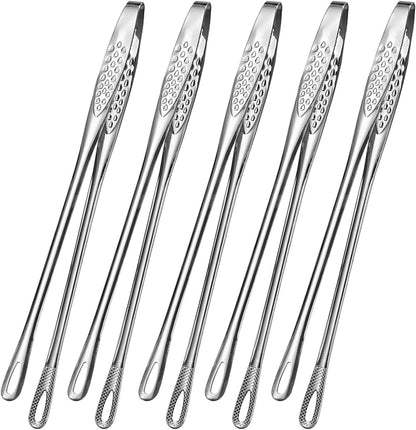 11 Inch Cooking Tweezers Tongs for Cooking,2 PCS KitchenTongs Precision Serrated Tips, Stainless Steel Tweezer Kitchen Tools for BBQ, Plating and Serving (Gold)