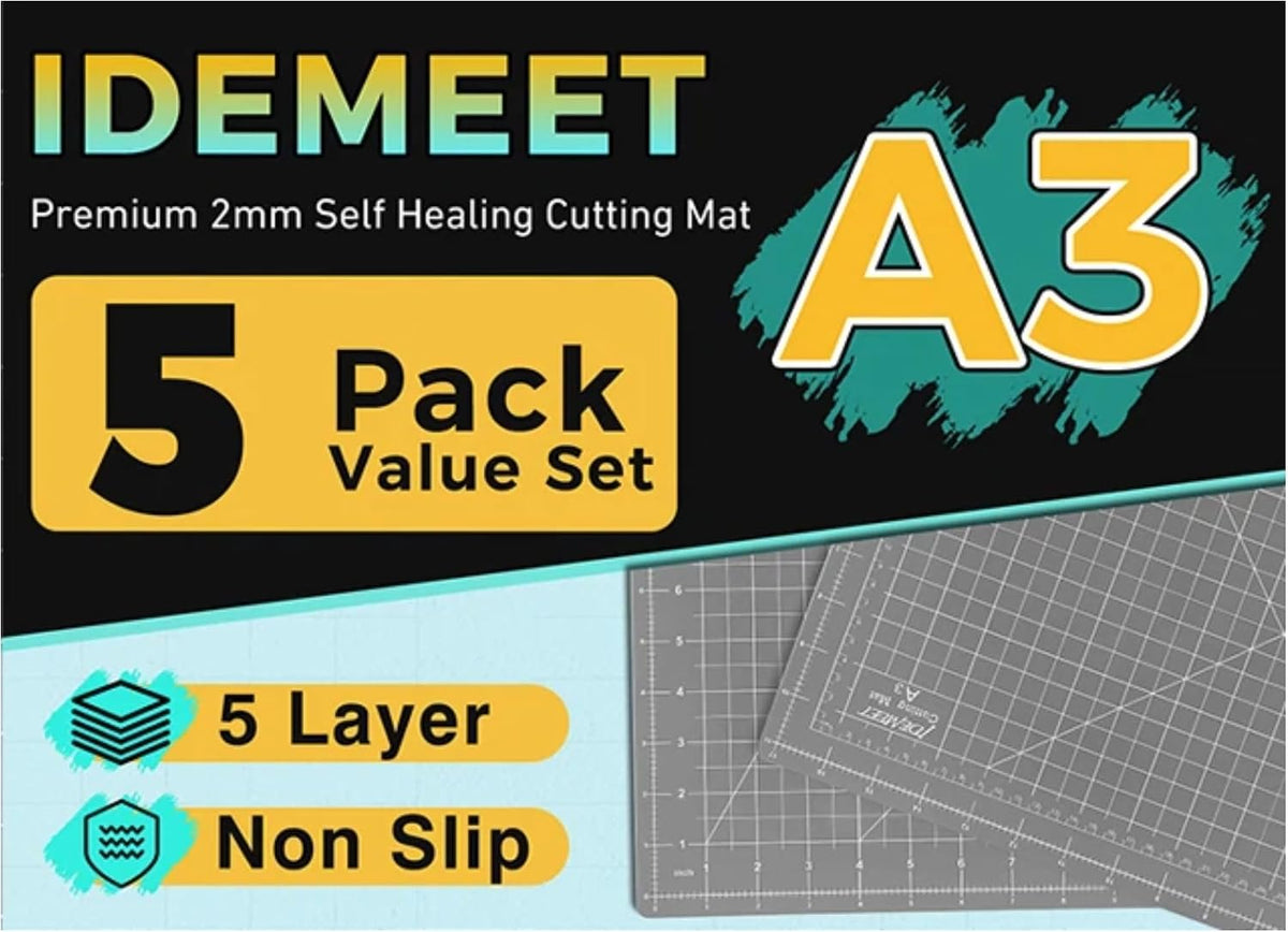 Self Healing Cutting Mat 18" x 12", A3 Double-Sided for Quilting & Sewing, Non-slip, 5-Ply Rotary Cutting Mat for Crafts Cutting Fabric Scrapbooking, and Small Modeling Projects, Anthracite Gray