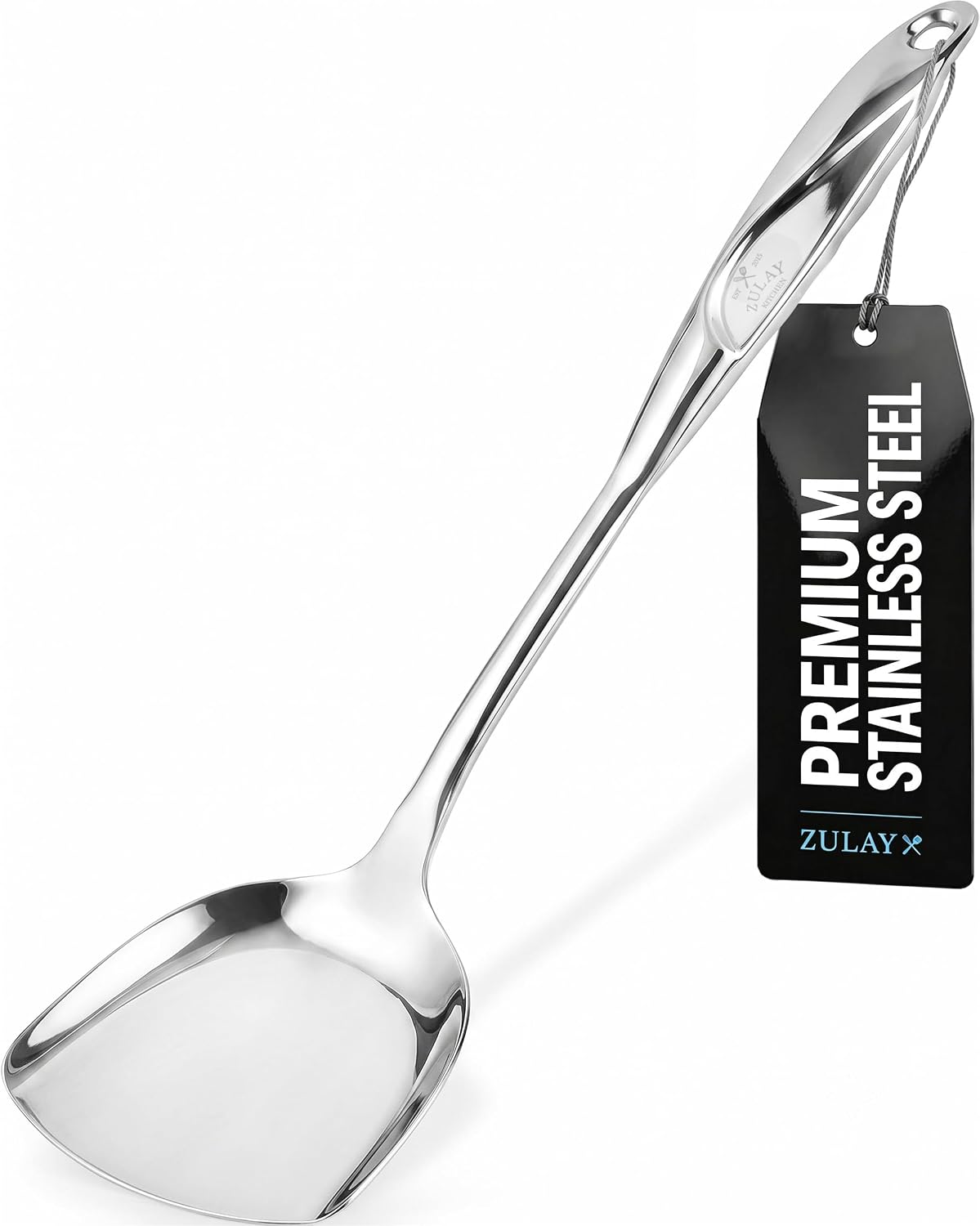 Zulay Kitchen Stainless Steel Serving Spoon - 11.5” Large Cooking & Serving Spoon with Ergonomic Handle - Durable, Rust-Resistant & Dishwasher Safe Kitchen Utensil for Cooking and Buffets