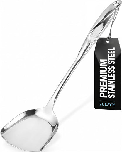 Zulay Kitchen Stainless Steel Serving Spoon - 11.5” Large Cooking & Serving Spoon with Ergonomic Handle - Durable, Rust-Resistant & Dishwasher Safe Kitchen Utensil for Cooking and Buffets