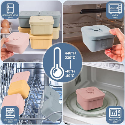 3 PCS Silicone Food Storage Containers with Lids，BPA Free Reusable Silicone Storage Containers for Food Freezer Containers Freezer Dishwasher Safe（24oz,10oz,4oz）