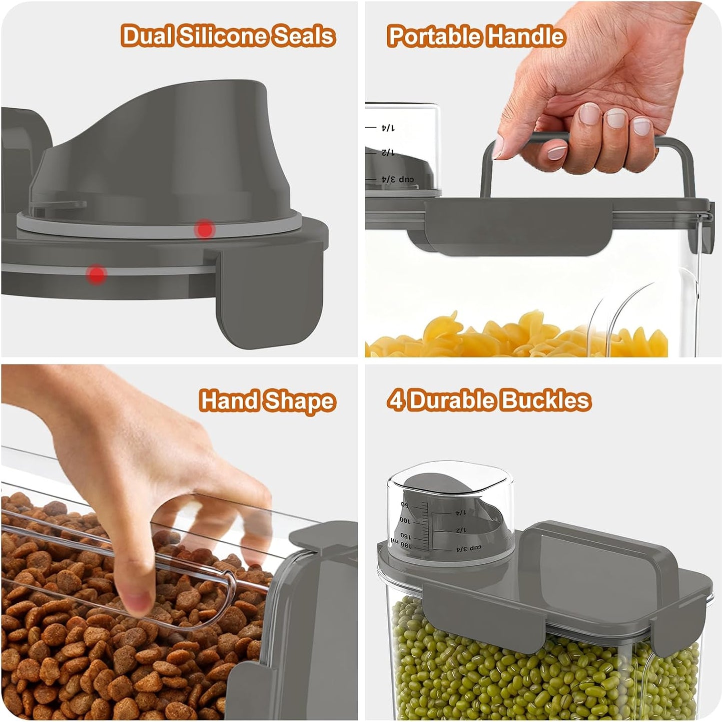Uppetly Dog Cat Food Storage Container, 5-7Lbs Pet Food Containers, Airtight Cat Food Container with Portable Handle & Measuring Cup, Small Animal Dry Food Dispenser for Dogs, Cats and Birds Green