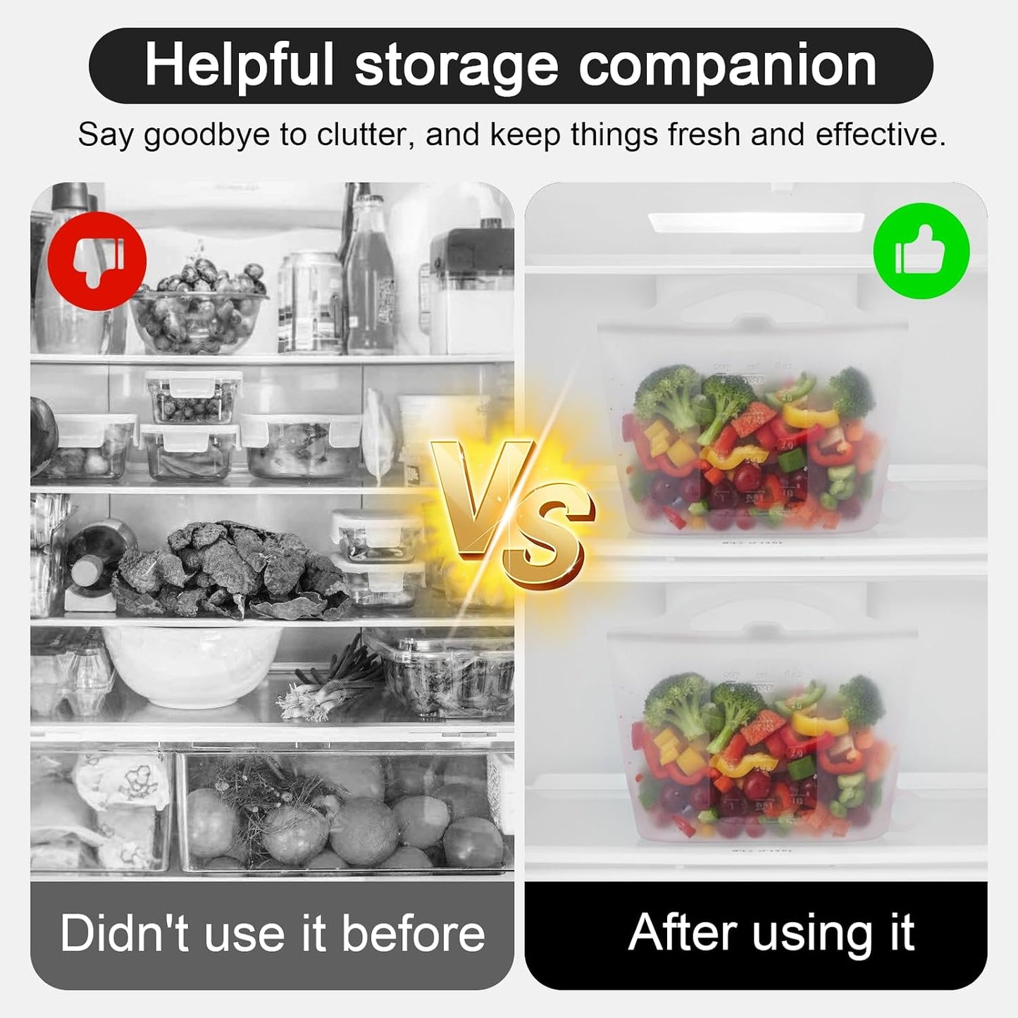 3-Piece Silicone Food Storage Containers Set Leakproof Reusable Kitchen Pantry Freezer Organization Stackable(Transparent)