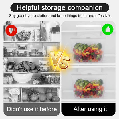 3-Piece Silicone Food Storage Containers Set Leakproof Reusable Kitchen Pantry Freezer Organization Stackable(Transparent)