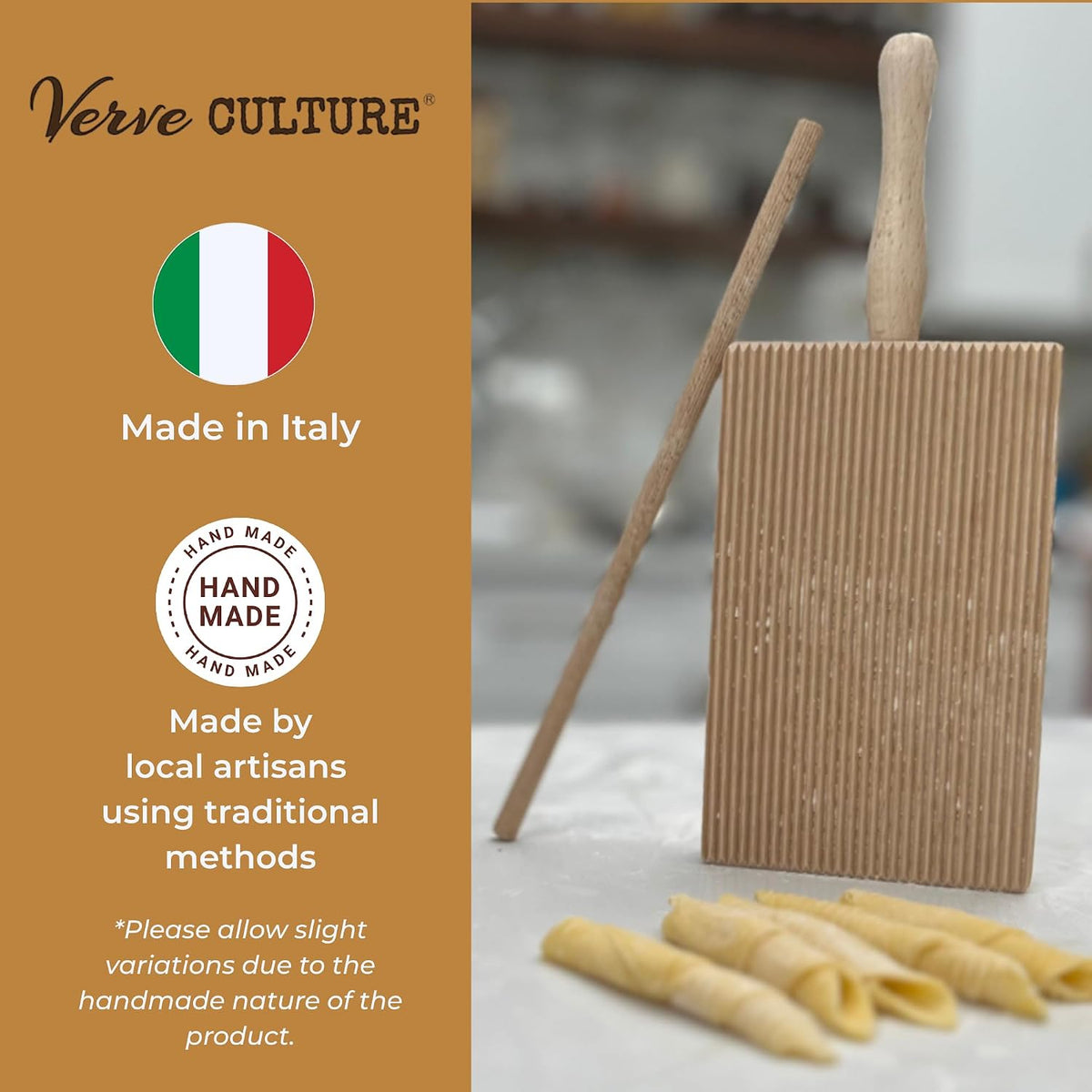 Italian Gnocchi and Garganelli Board with Rolling Pin by Verve CULTURE - Handmade in Italy