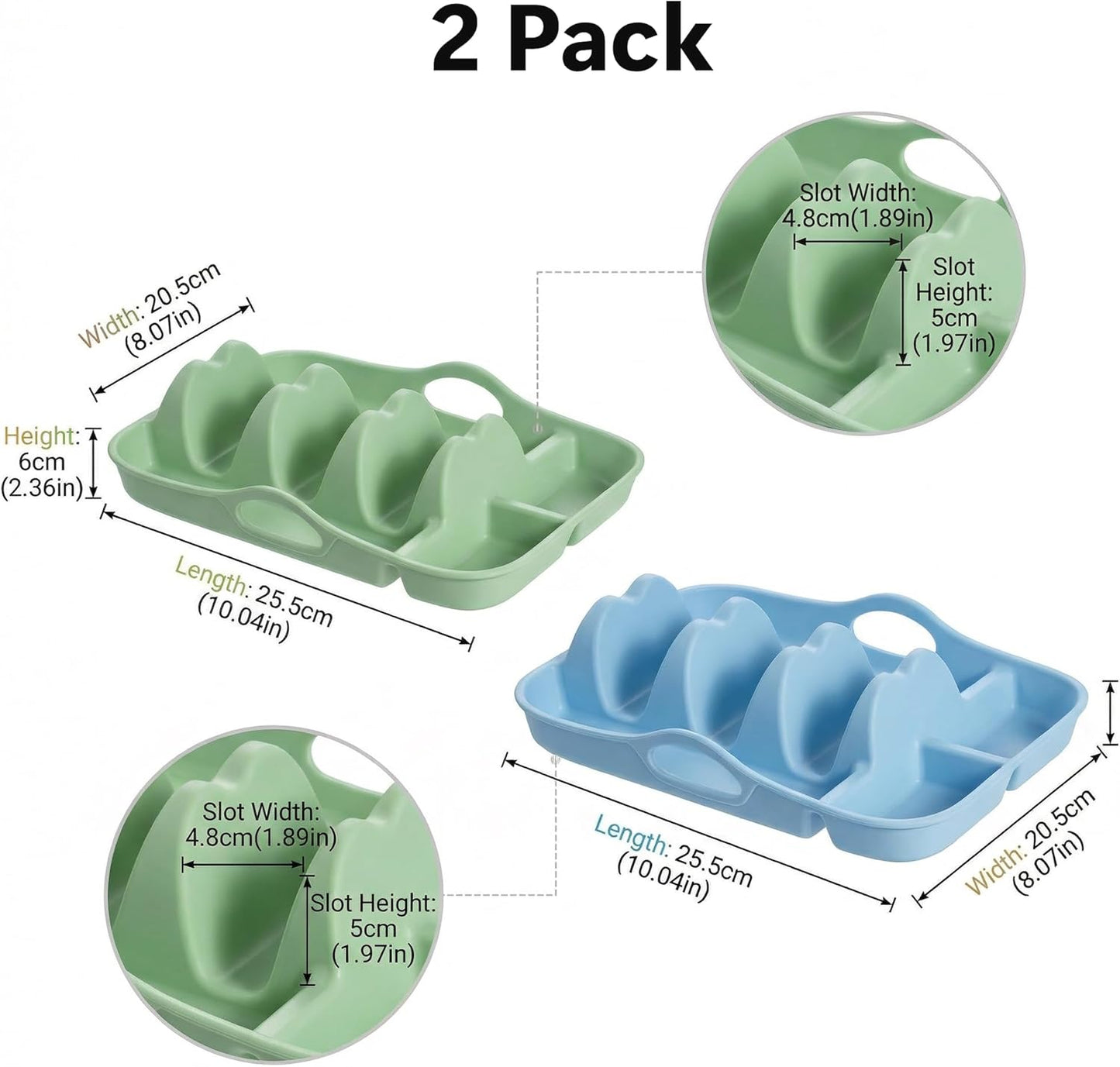 Li&Zhao Silicone Taco Holders Set of 2 - Reusable Taco Plates with Sauce Compartments, Microwave Safe, for Kitchen, Party, Fiesta,Soft Shell Tacos, Serving Taco Tray with Handle