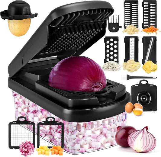 Yusshn Vegetable Chopper, 12-in-1 Food Veggie Chopper Cutter with Container