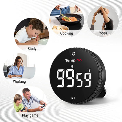 TempPro TM01 2-in-1 Kitchen Timers for Cooking with 12/24H Clock Mode