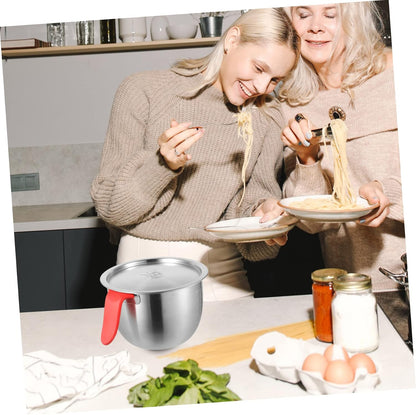 LIFKOME 1Set Large Stainless Steel Mixing Bowl with Lid and Handle Multi-functional Egg Beating Container for Salad Noodles and Soups Metal Mixing Bowls for Kitchen Use