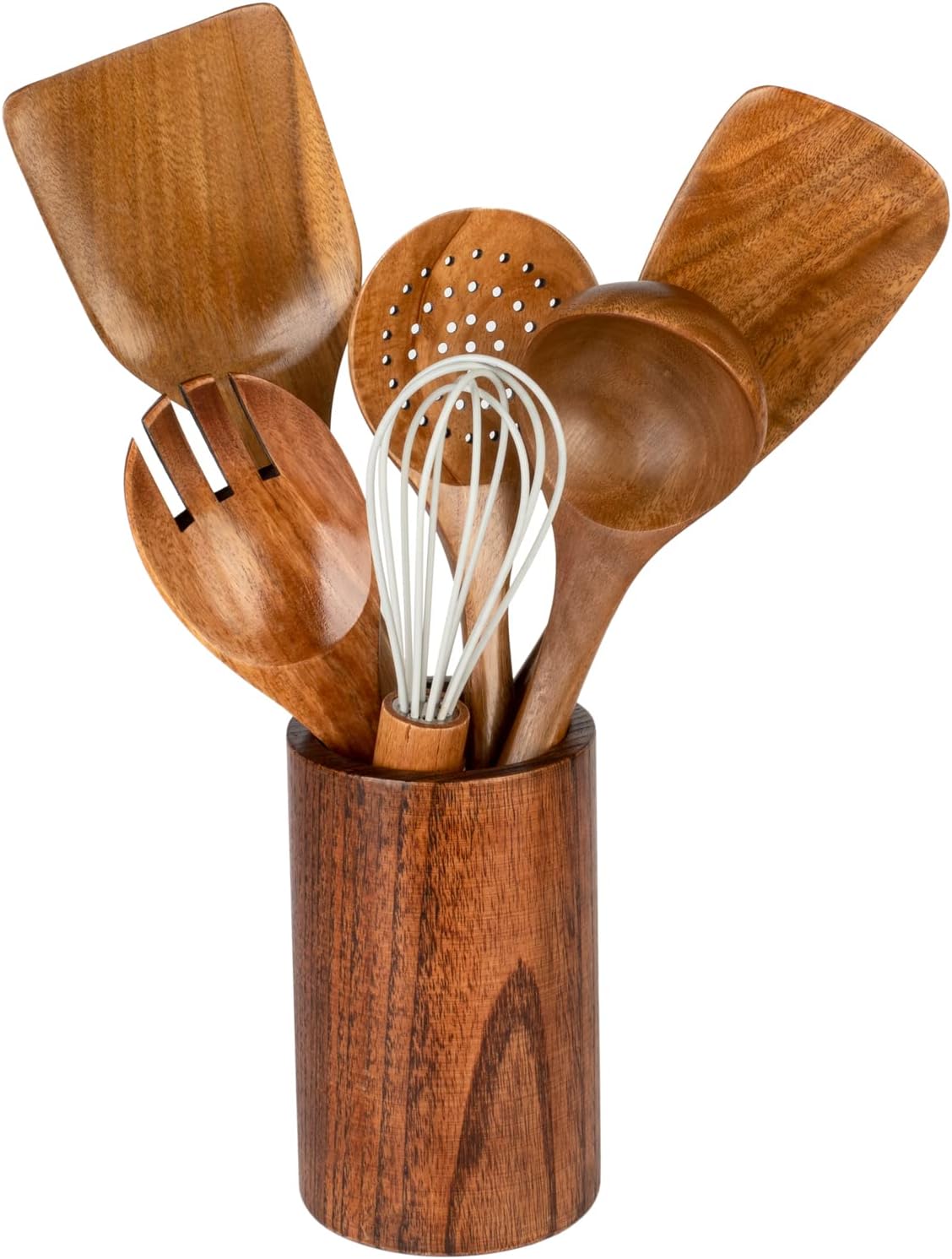 Wooden Spatulas, Natural Acacia Wooden Cooking Utensils Set for Non-stick Pan Kitchen Tool, flipping and Wok Spatula, Wooden Spoons & Spurtle for Cooking
