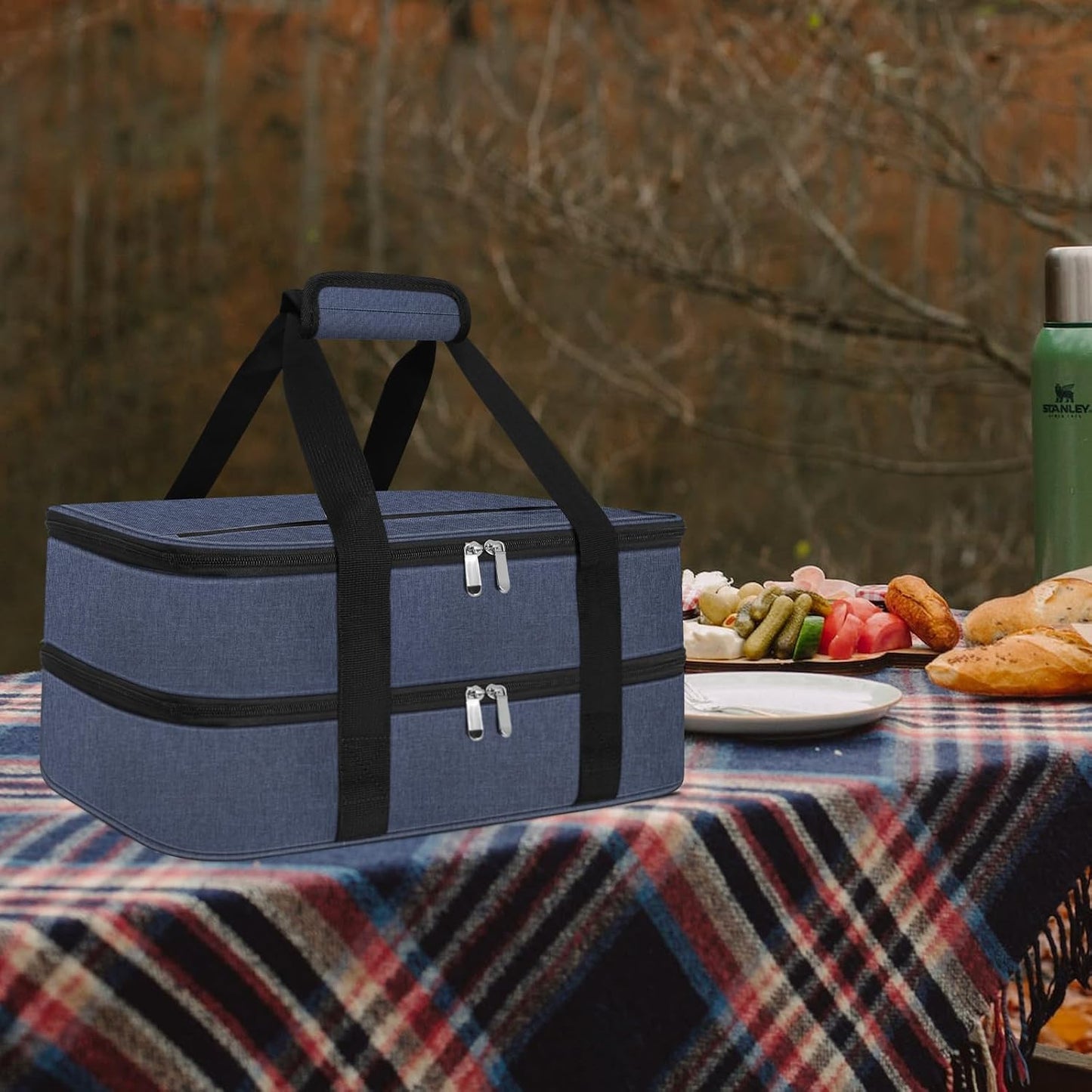 esouler Insulated Casserole Carrier - Casserole Carriers for Hot or Cold Food - Lasagna Lugger Dish Carrier, Thermal Lunch Bag for Potluck Parties, Picnic, Travel, Fits 9" x 13" Baking Dish, Grey