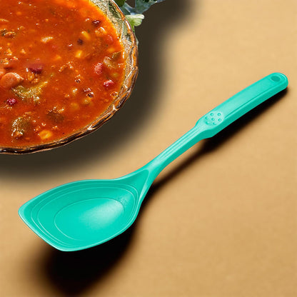 Large Silicone Cooking Spoon, Non-Stick Solid Spoon set with Deep Bolw and Measurement Mark for Mixing, Serving, Draining, Scooping, Scraping, Heat Resistant Kitchen Utensils, Black
