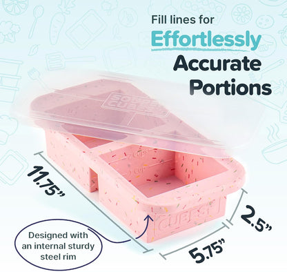 Souper Cubes 2 Cup Silicone Freezer Tray with Lid, Perfect for Storing Lasagna, Leftovers, Sauces, Portioned Meals and More, Silicone Freezer Mold for Meal Prepping - Blueberry - 1-Pack