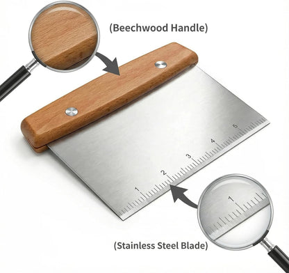 Dough Cutter, Kitchen Scraper, Food Scraper, Multipurpose Pastry Pizza Baking Cooking Cutting Board, Bench Scraper Kitchen Tool, Stainless Steel Metal Griddle Scraper Chopper Tool