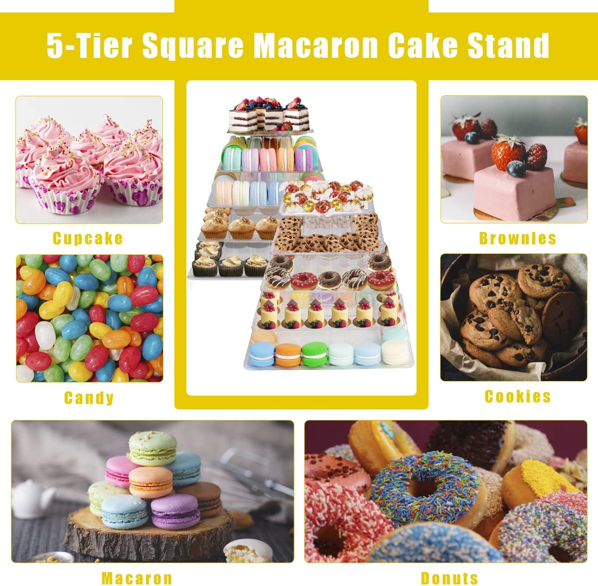 3 Tiers Round Cupcake Stand, Acrylic Cake Tower Stand Holder Macaron Display Rack Cookie Candy Buffet Desserts Platter with Base for Baby Shower, Birthday Party, Wedding, Party (3-Tiers with Base)