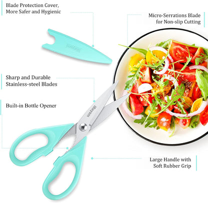 iBayam 2 Pack All Purpose Kitchen Shears Heavy Duty - Stainless Steel Kitchen Scissors With Protective Sheath, Soft Comfort-Grip Handle, Food & Meat Scissors, Home, Kitchen, Dining Utility Gadgets