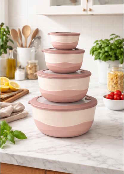 Pera Mixing Bowls with Lids, 8-Piece Airtight Leak-Proof Nesting BPA-Free Bowl Set for Kitchen & Food Storage, Large 4200ml Capacity, Microwave & Dishwasher Safe