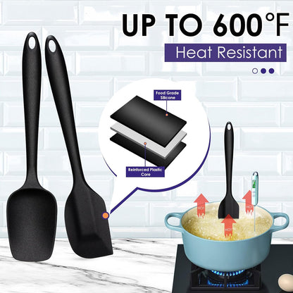 Silicone Spatula Set, 6PCS Heat Resistant Spatulas for Cooking, Food Grade Silicone Rubber Spatula Set for Baking, Non Stick Dishwasher Safe BPA-Free