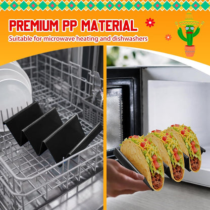 6 Pcs Taco Holder Stands Taco Tuesday Set, Holds Up to 3 Tacos, Premium PP Material Sturdy and Durable, Microwave or Dishwasher Top Rack (Yellow)