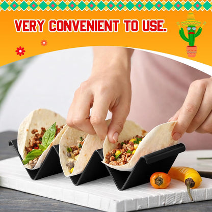 6 Pcs Taco Holder Stands Taco Tuesday Set, Holds Up to 3 Tacos, Premium PP Material Sturdy and Durable, Microwave or Dishwasher Top Rack (Yellow)