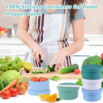 Finorder 6 Pack 3.5 oz Silicone Food Storage Containers Leak Proof Food Snack Storage Cubes,Reusable Small Containers with Lids Freezer Dishwasher Safe Lunch Box for Picnic, Gym, Work