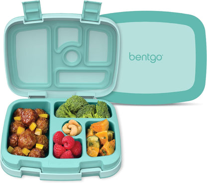 Bentgo Kids Bento-Style 5-Compartment Leak-Proof Lunch Box - Ideal Portion Sizes for Ages 3 to 7 - Durable, Drop-Proof, Dishwasher Safe, PFAS & BPA-Free & Made with Food-Safe Materials (Purple)