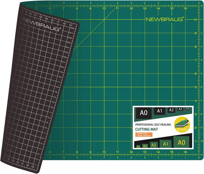 NEWBRAUG 36'' × 48'' Large Self Healing Cutting Double Sided 5-Ply Mat, Big Cutting Board for Rotary Cutting, Quilting, Sewing, Craft, Fabric & Scrapbooking(Green/Black)