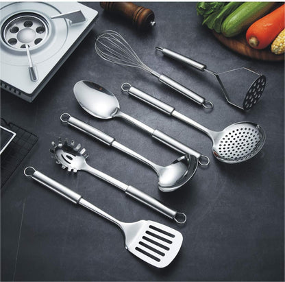 Berglander Cooking Utensil Set 13 Piece Stainless Steel Kitchen Tool Set with Holder, Include Cooking Spoon, Spatula, Whisk, Cooking Tong and etc. (13 Pieces)