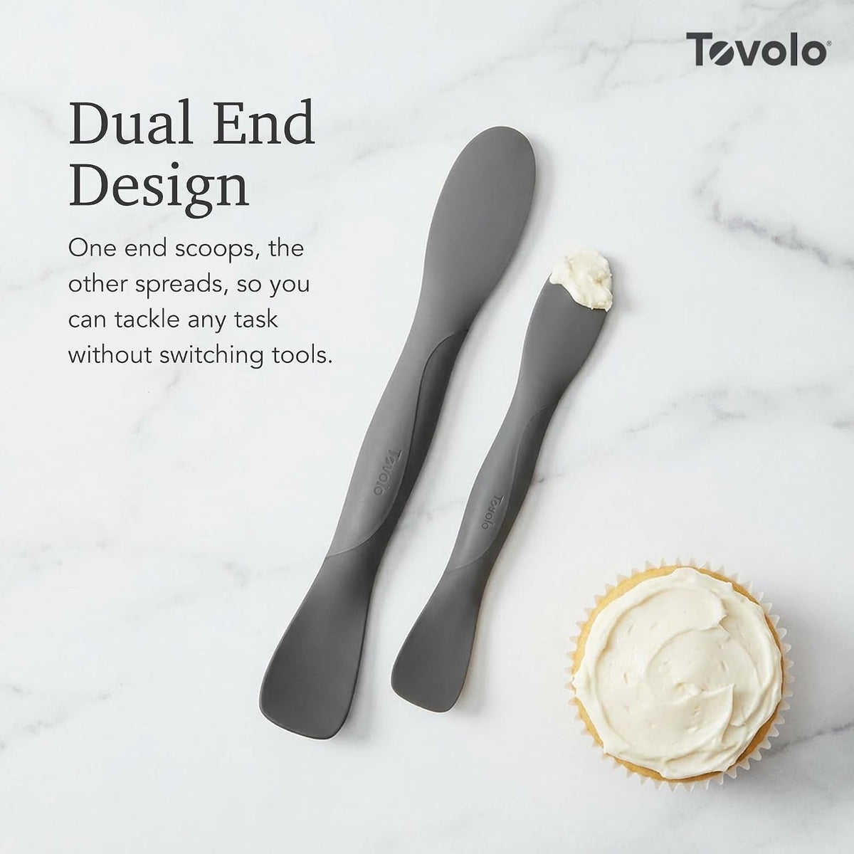 Tovolo Mini Scoop & Spread Tool for Kitchen Meal Prep Small Sandwich Spreader Spatula for Peanut Butter Jelly, Silicone BPA Free Dishwasher Safe Scooper Spreader, Aqua Seafoam Green