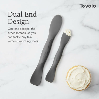 Tovolo Mini Scoop & Spread Tool for Kitchen Meal Prep Small Sandwich Spreader Spatula for Peanut Butter Jelly, Silicone BPA Free Dishwasher Safe Scooper Spreader, Aqua Seafoam Green