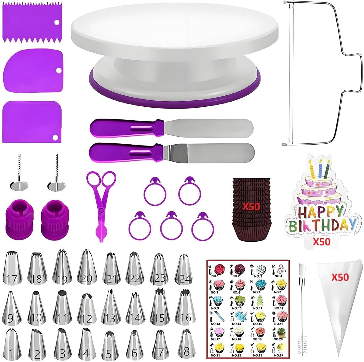 ANSLYQA Cake Decorating Kit, 193 Pcs Baking Tools (Blue)