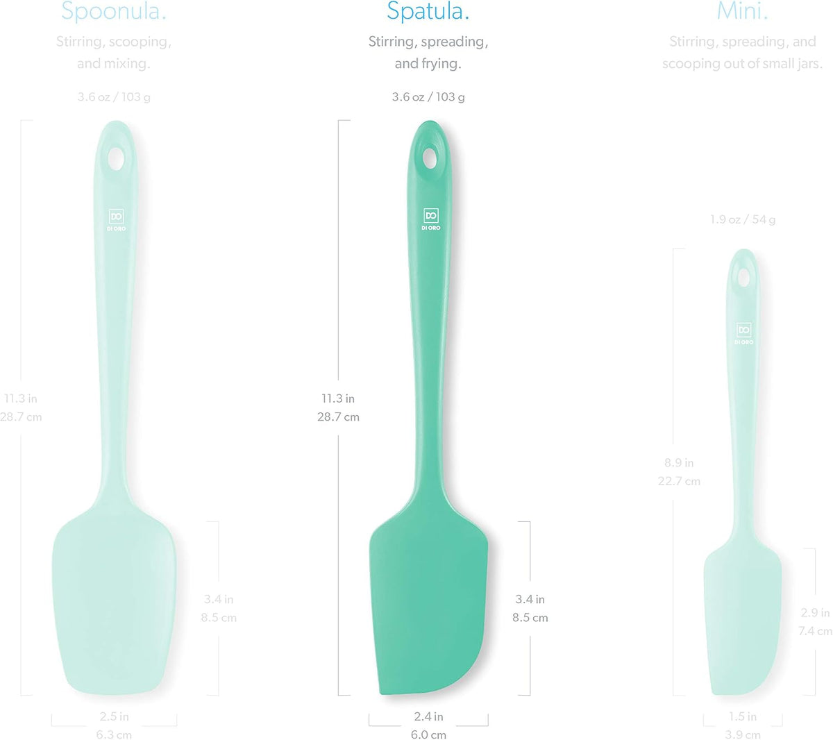 DI ORO Large Silicone Spatula - 600F Heat Resistant, Black