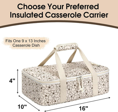 Insulated Casserole Carrier, Portable Casserole Carrier for Hot or Cold Food Lunch Tote Warmer or Cooler Bag, Lasagna Lunch Bag for Potluck Parties- Fits 9" x 13" Baking Dish-Charcoal Grey