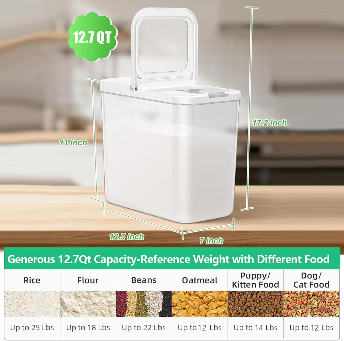 TBMAXS Versatile Storage Container Bin with Pop-up Lid & Scoop, Rice Flour Container Dog Cat Food Storage Container, Laundry Room Organization Household Essentials Kitchen Pantry Organizers