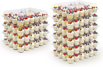 WIKDAY 24 Count x 10 Sets Plastic Cupcake Containers, Durable and BPA-Free Cupcake Holder with Lid for Easy Transport Storage, Stackable Clear Cupcake Carriers, Reusable Dessert Boxes