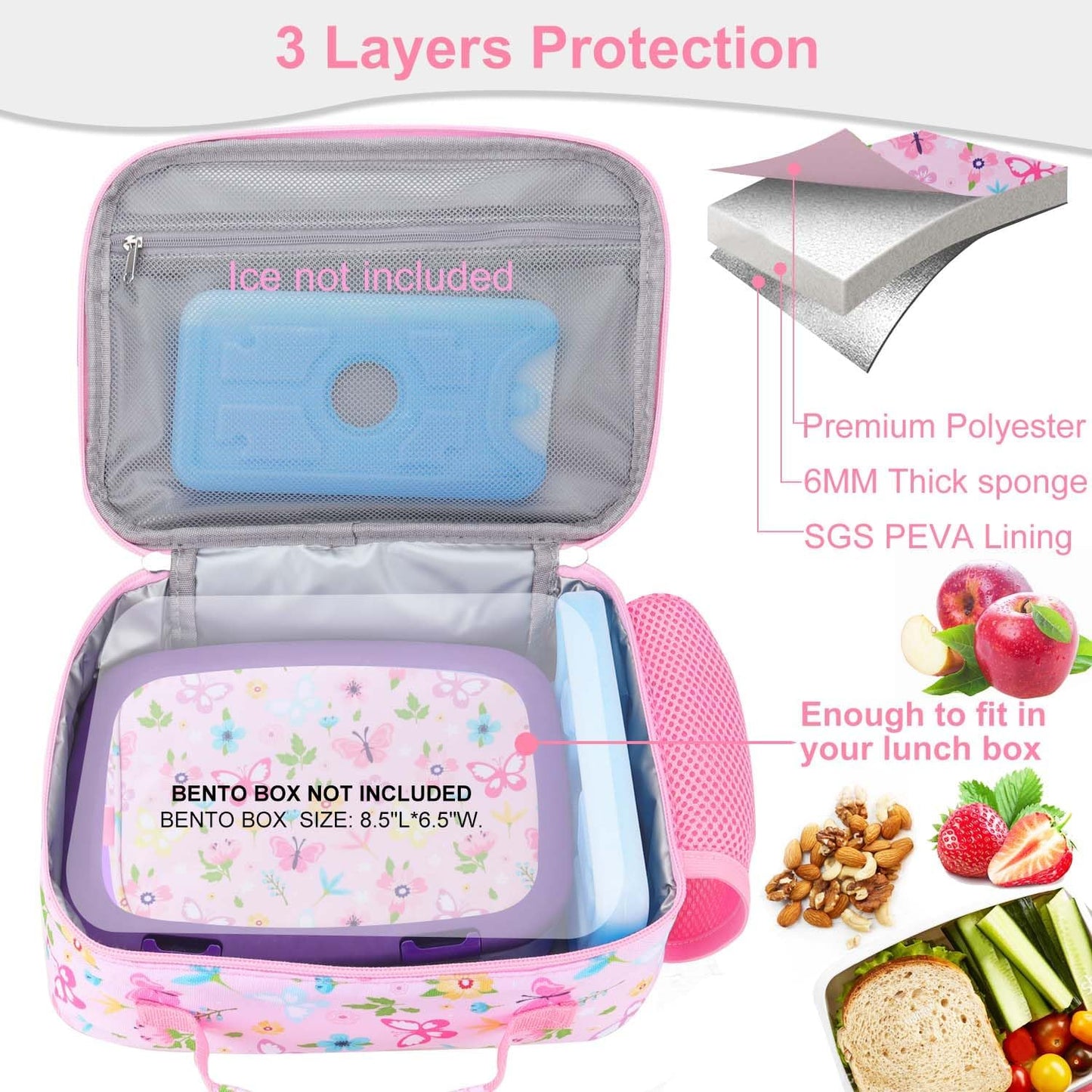 RHCPFOVR Kids Lunch Bag - Insulated Lunch Box for Boys Girls,Washable Lunch Bag and Reusable Toddler Leak-proof Lunchbox for School and Daycare - Colors A