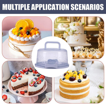 Round Cake Carrier With Lid And Handle, Cake Storage Container, Dome Reusable Airtight Case Transparent For Bakery Wedding Party Display, Food Grade PP, Dishwasher Safe