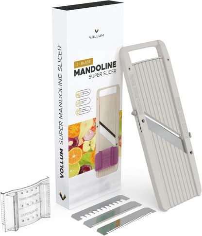 Vollum Wide Japanese Mandoline Slicer for Kitchen – Professional Slicer Vegetable Cutter with Interchangeable Stainless Steel Blades – Food Manual Slicer Handheld Mandoline Slicer