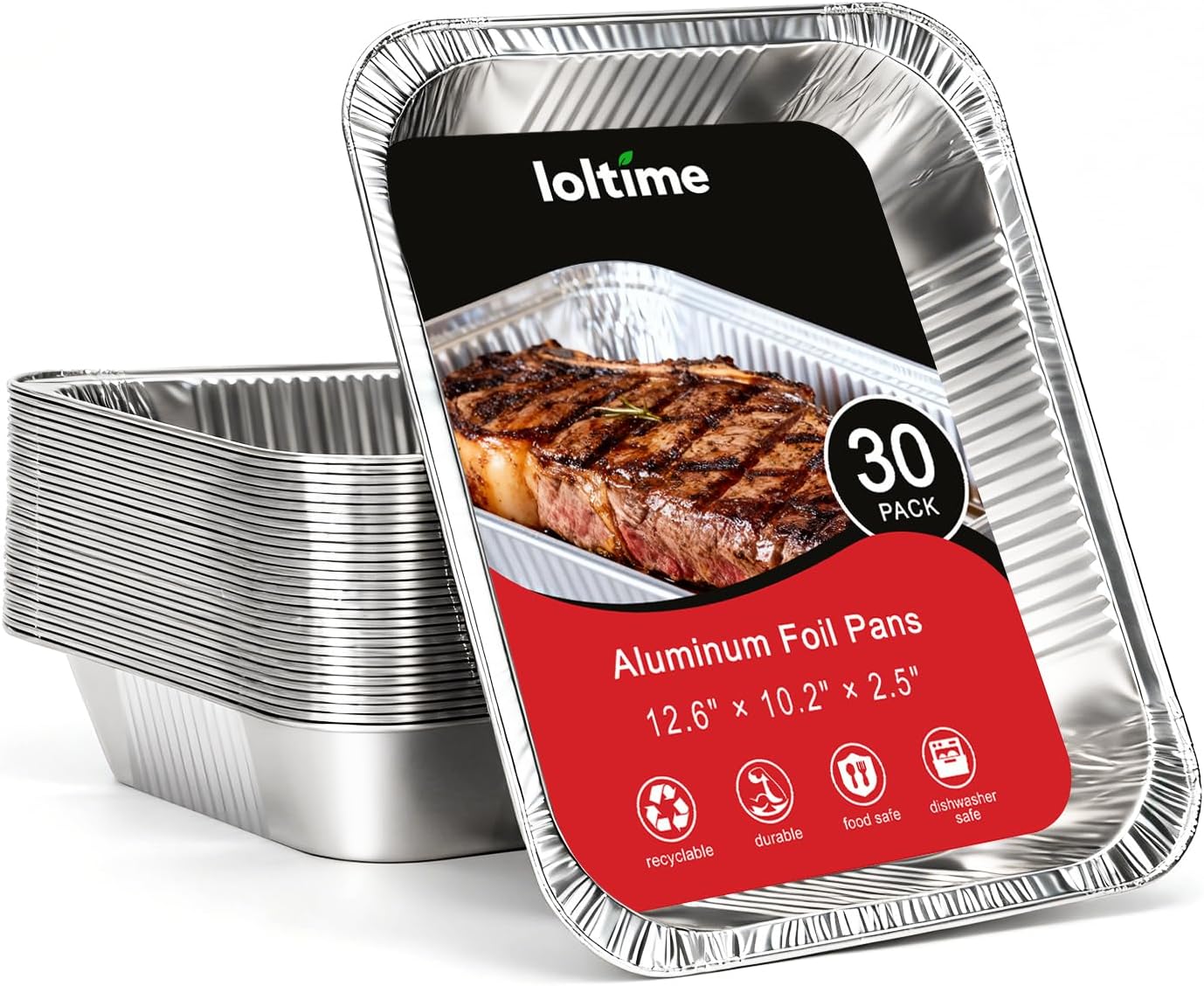 Aluminum Pans Disposable Half Size (25Pack with lids) – 9x13 Heavy Duty Foil Pans, Durable & Recyclable Baking Pans, Table Trays, Great for BBQ, PCooking, Roasting, Heating