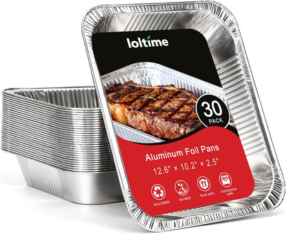 Aluminum Pans Disposable Half Size (25Pack with lids) – 9x13 Heavy Duty Foil Pans, Durable & Recyclable Baking Pans, Table Trays, Great for BBQ, PCooking, Roasting, Heating