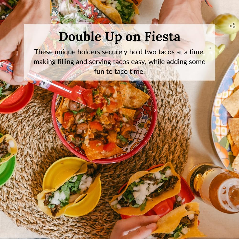 Prepara Double Sombrero Taco Holder, Set of 4, Assorted Colors