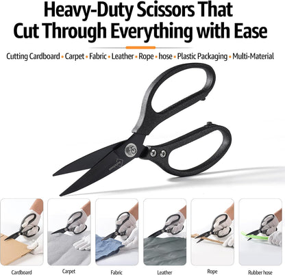 BoFuYuan Heavy Duty Scissors for Cutting Carpet Cardboard Leather Fabric