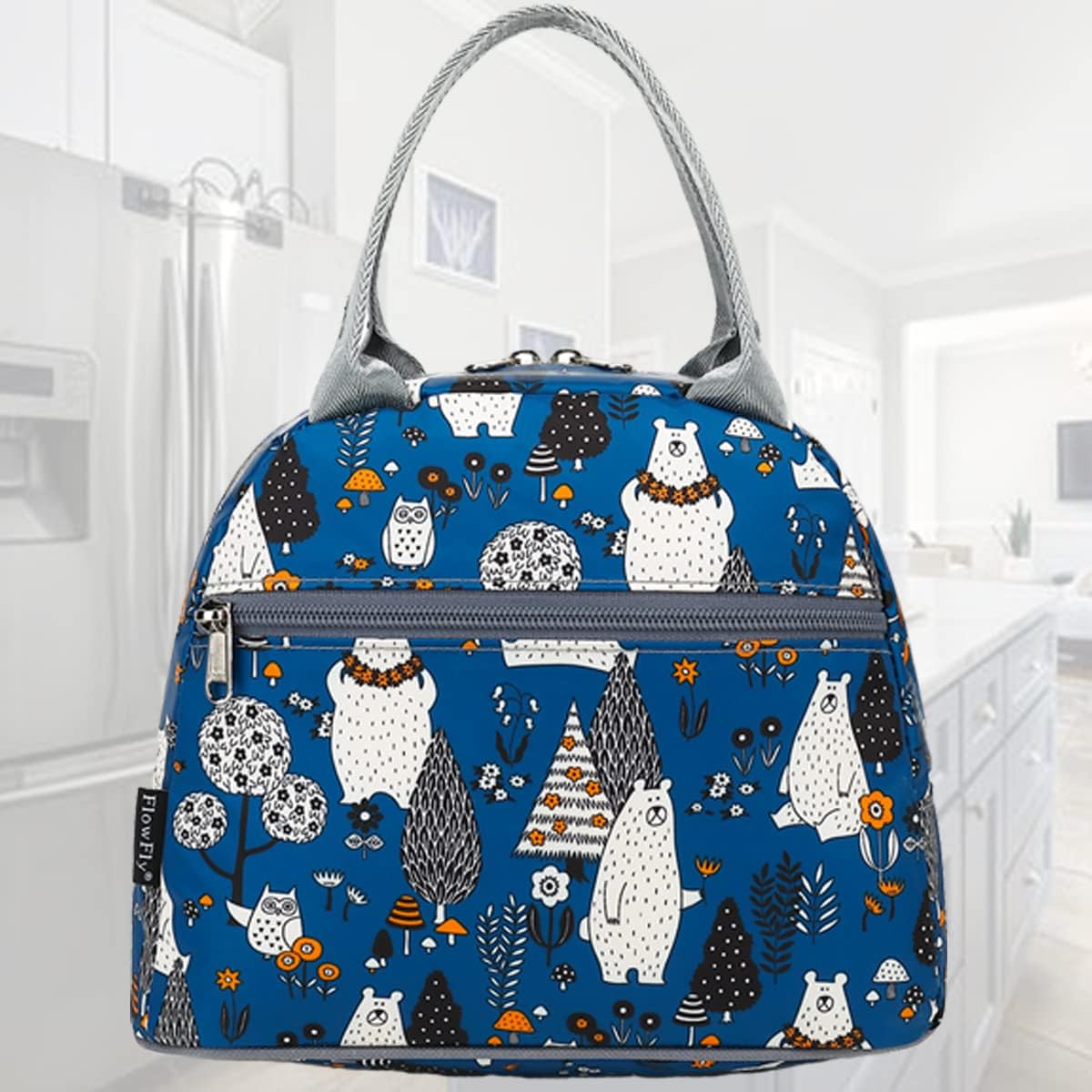 FlowFly Insulated Lunch Cooler Bag - Tote Bag Organizer for Women/Men, Black - Colors B