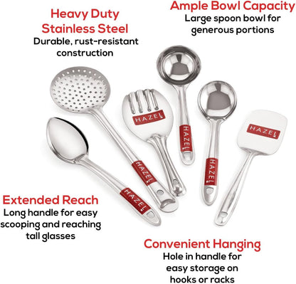 HAZEL Stainless Steel Cake Pie & Pastry Serving Spoon with Handle Slicer Lifter, Silver