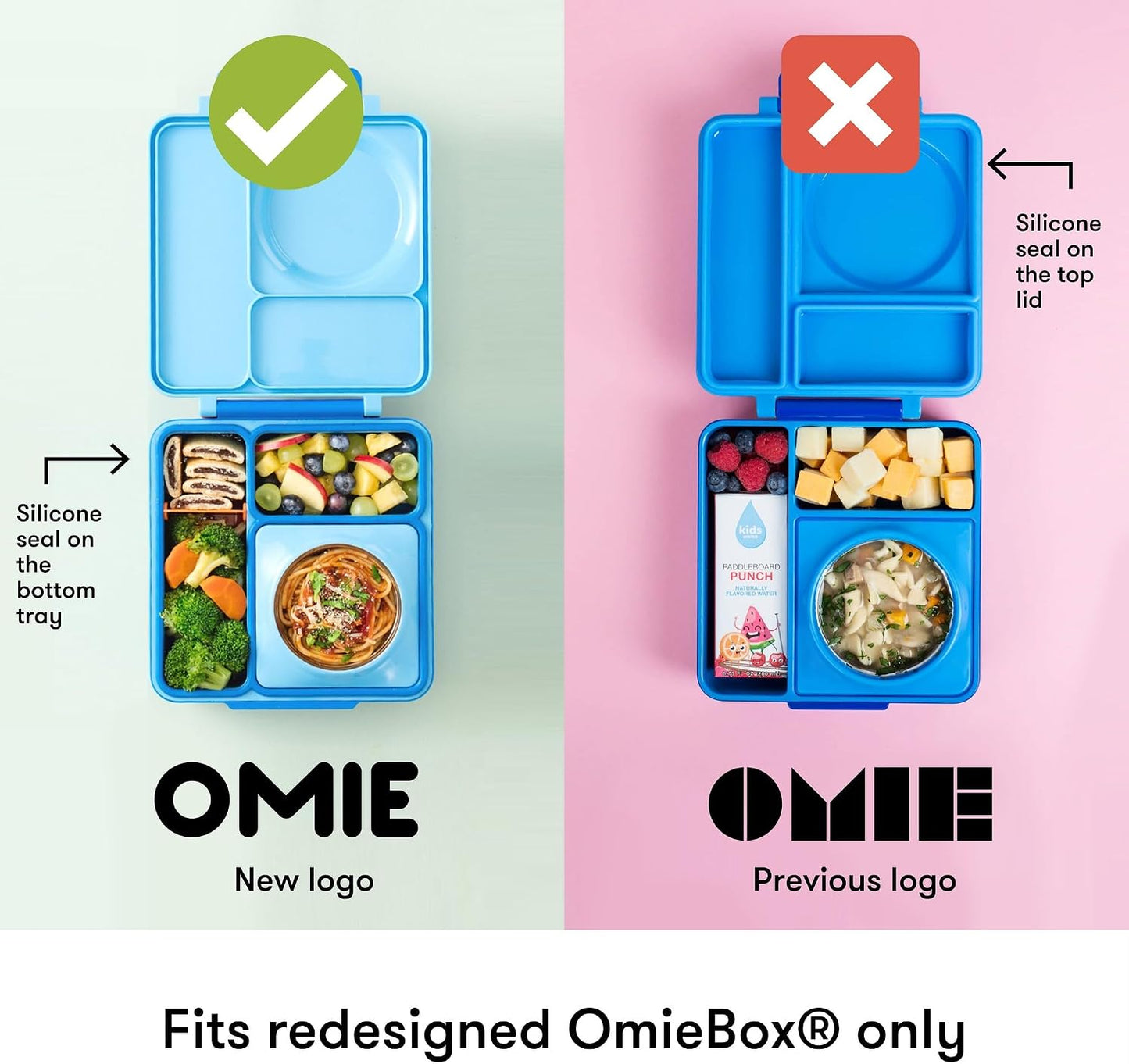 OmieBox (2 pack) Leakproof Dips Containers To Go, Salad Dressing Container, Condiment Container with Lids - Food Safe Silicone - 4 ounces (Blue/Lime)